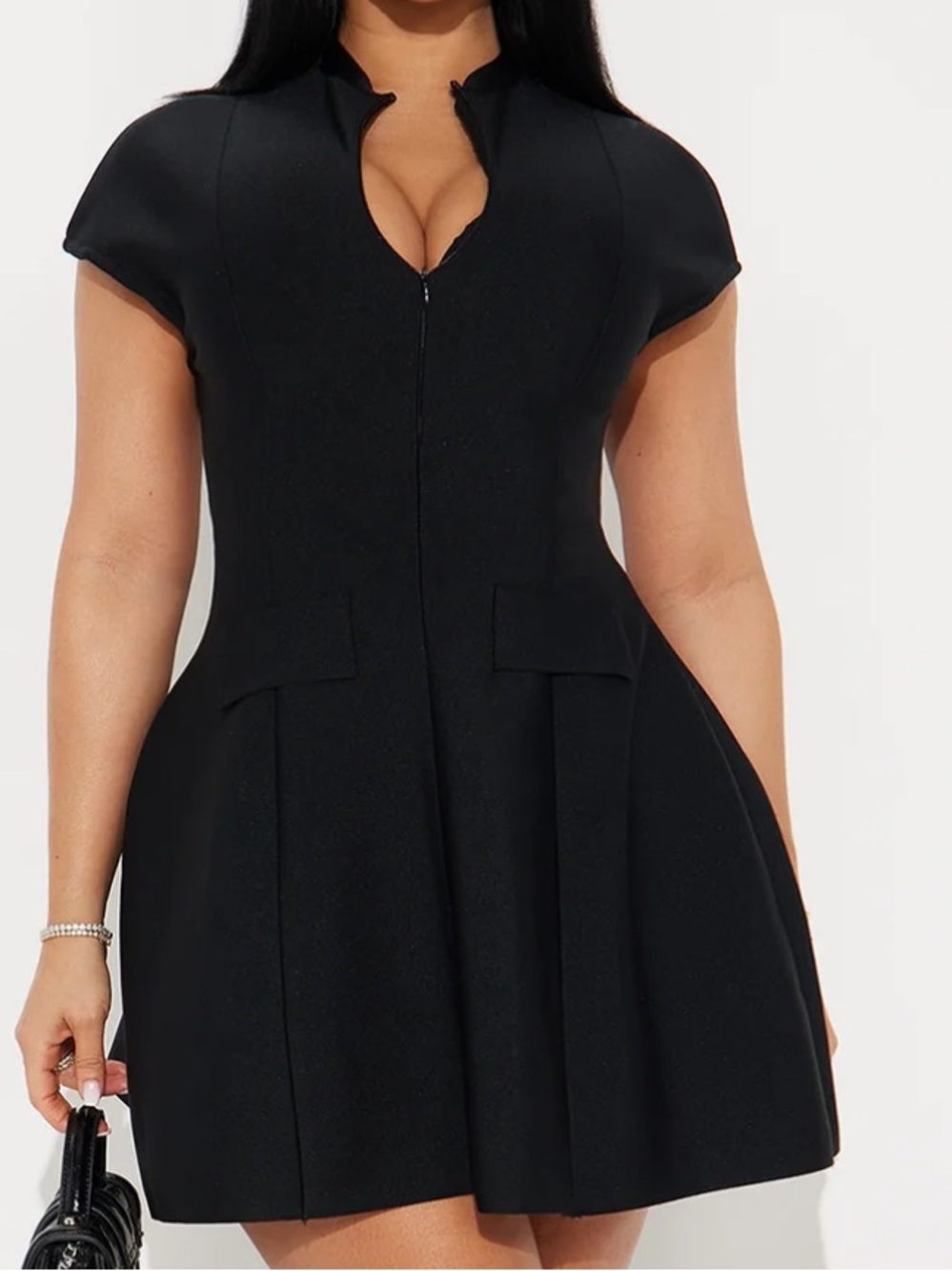 Fit-and-Flare Mini Dress - Black - Picture 2 of 6